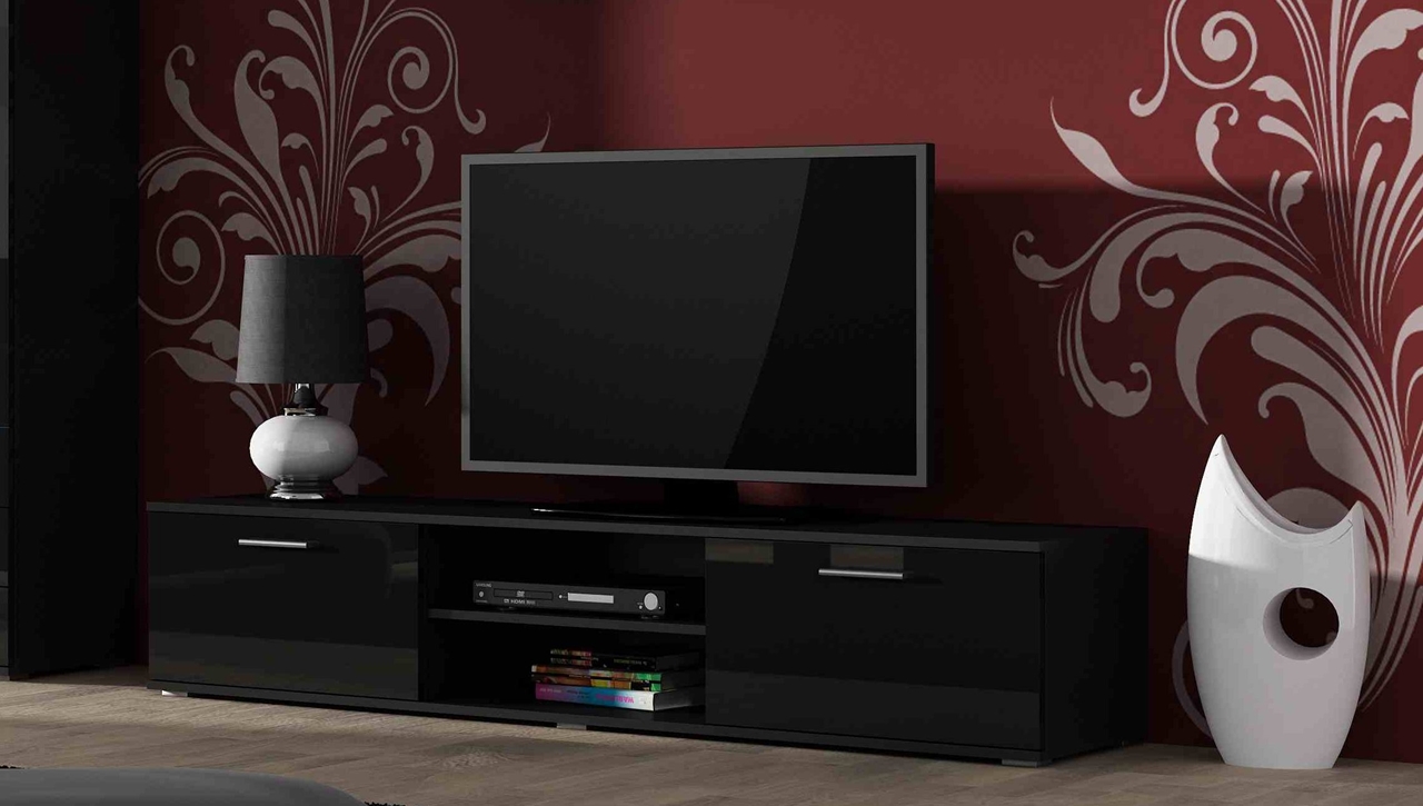 TV Lowboard SOHO SH3D schwarz / schwarz hochglanz