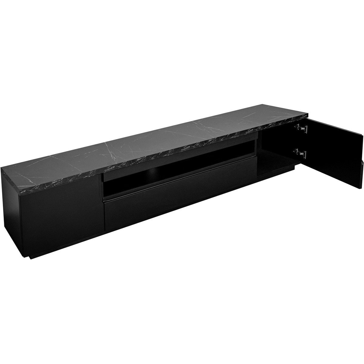 TV Lowboard ENO 200 schwarz matt / schwarz Marmor