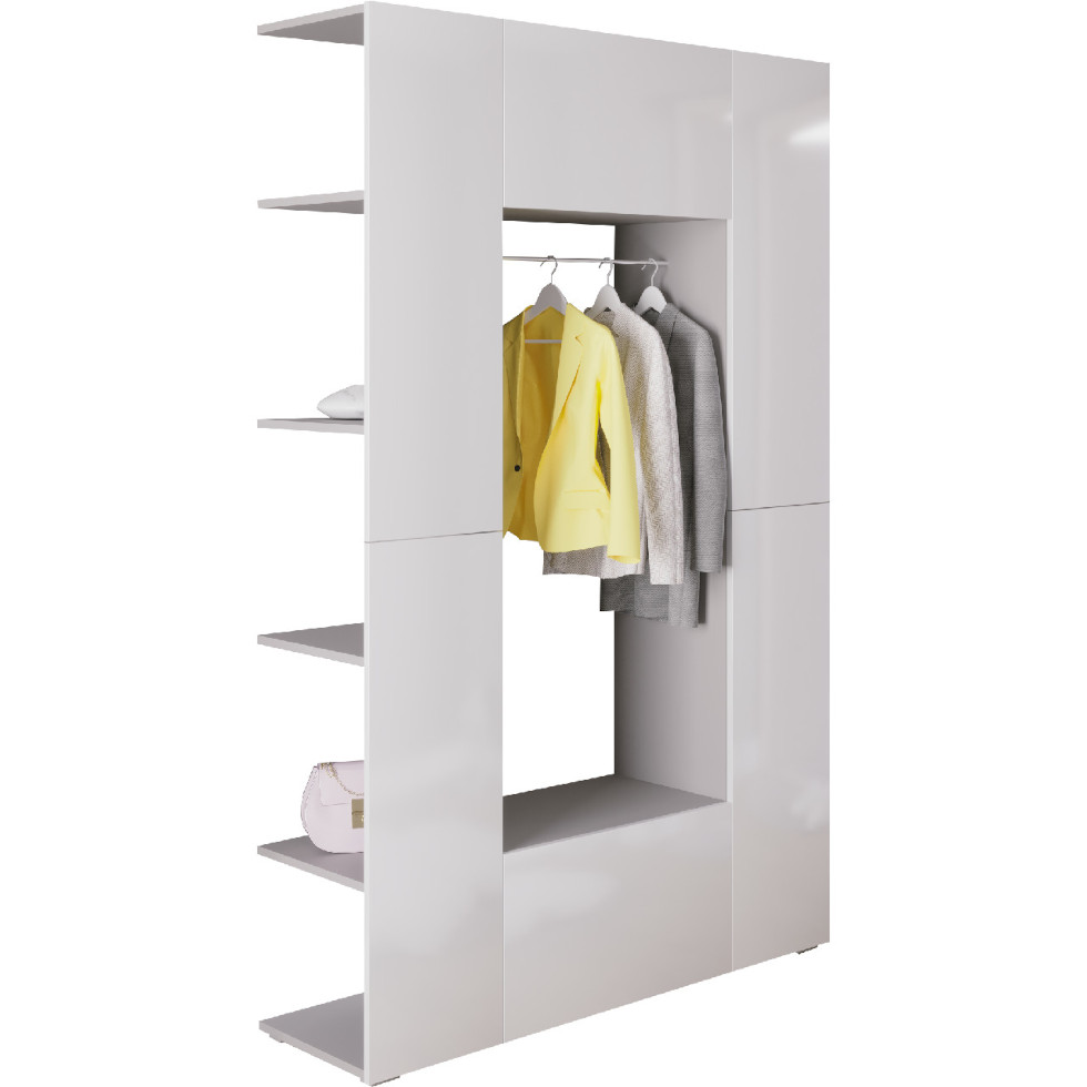 Würfelgarderobe Grauweiß Glanz