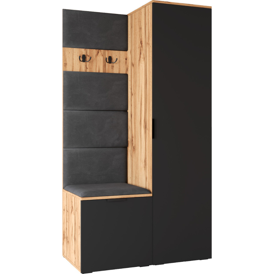 nelli 1 Eiche Wotan Kleiderschrank schwarz links