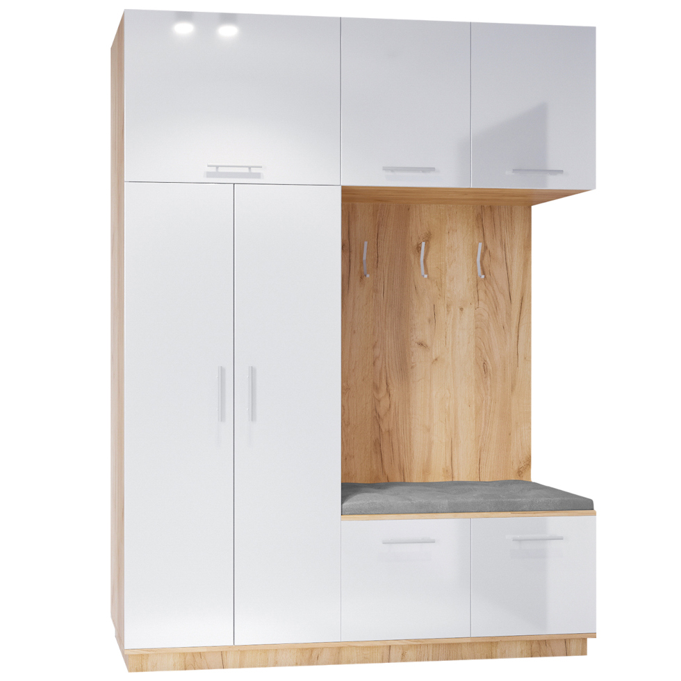 Kleiderschrank rechts Creon 1 Craft Gold Weiß Glanz