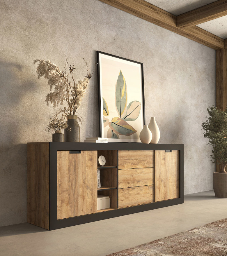 Trudo 25 Eiche Samdal Kommode schwarz