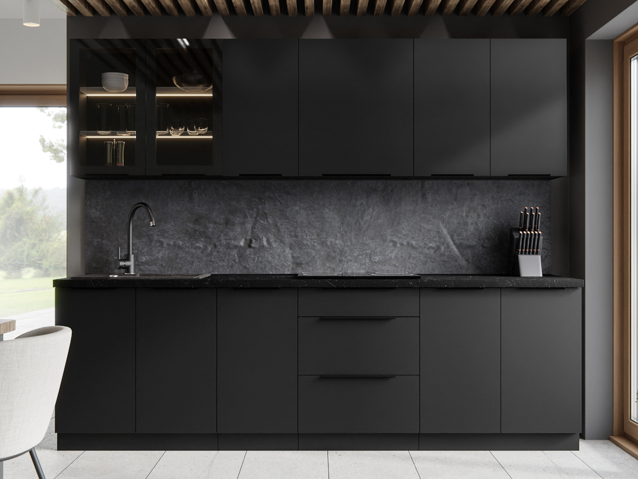 Lempert Set Siena 2 260 Silvia Küche 2 schwarz schwarz