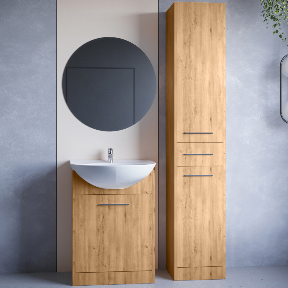 Badmöbel mit Spiegel Neppa Long Oak Artisan Laminat
