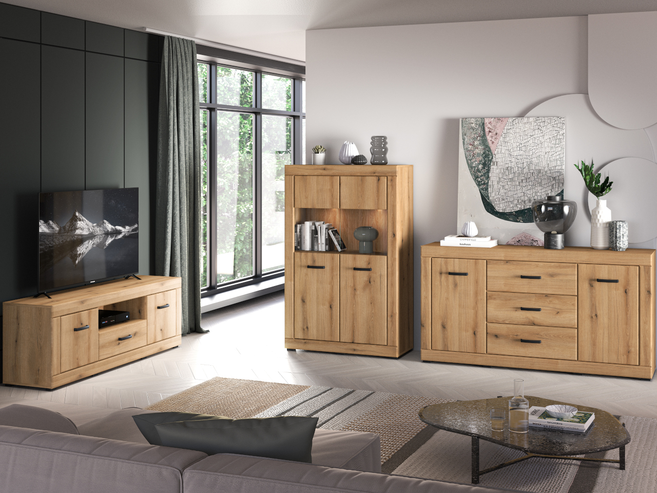 Doris 1 Eichenholz-Wohnzimmermöbel
