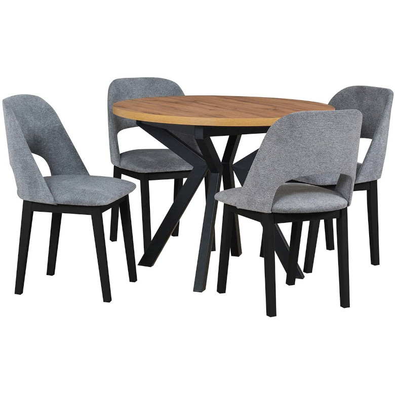 DS58 Artisan Lainat Tisch schwarz, DK28 Stühle