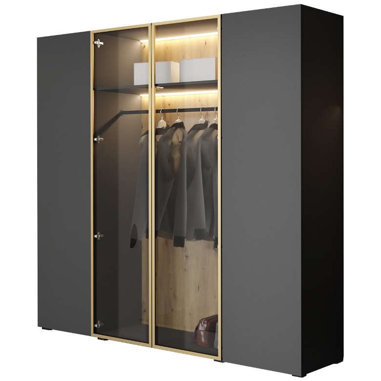 Acati 200 Garderobe Schwarz Anthrazit Gold