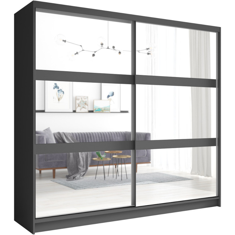 Schiebetürenschrank mit Spiegel 230 Nino 01 Grau Graphit