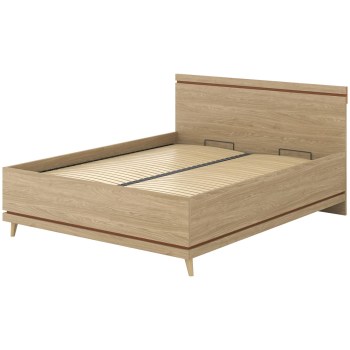 Bett mit Bettkasten 160x200 CANDIS 51 Eiche geölt / ziegelrot