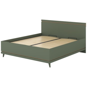 Bett mit Bettkasten 180x200 CANDIS 52 Grün / Eiche geölt