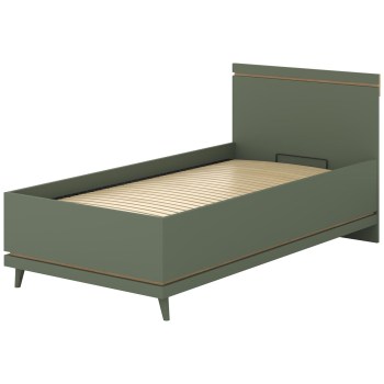 Bett mit Bettkasten 100x200 CANDIS 54 Grün / Eiche geölt